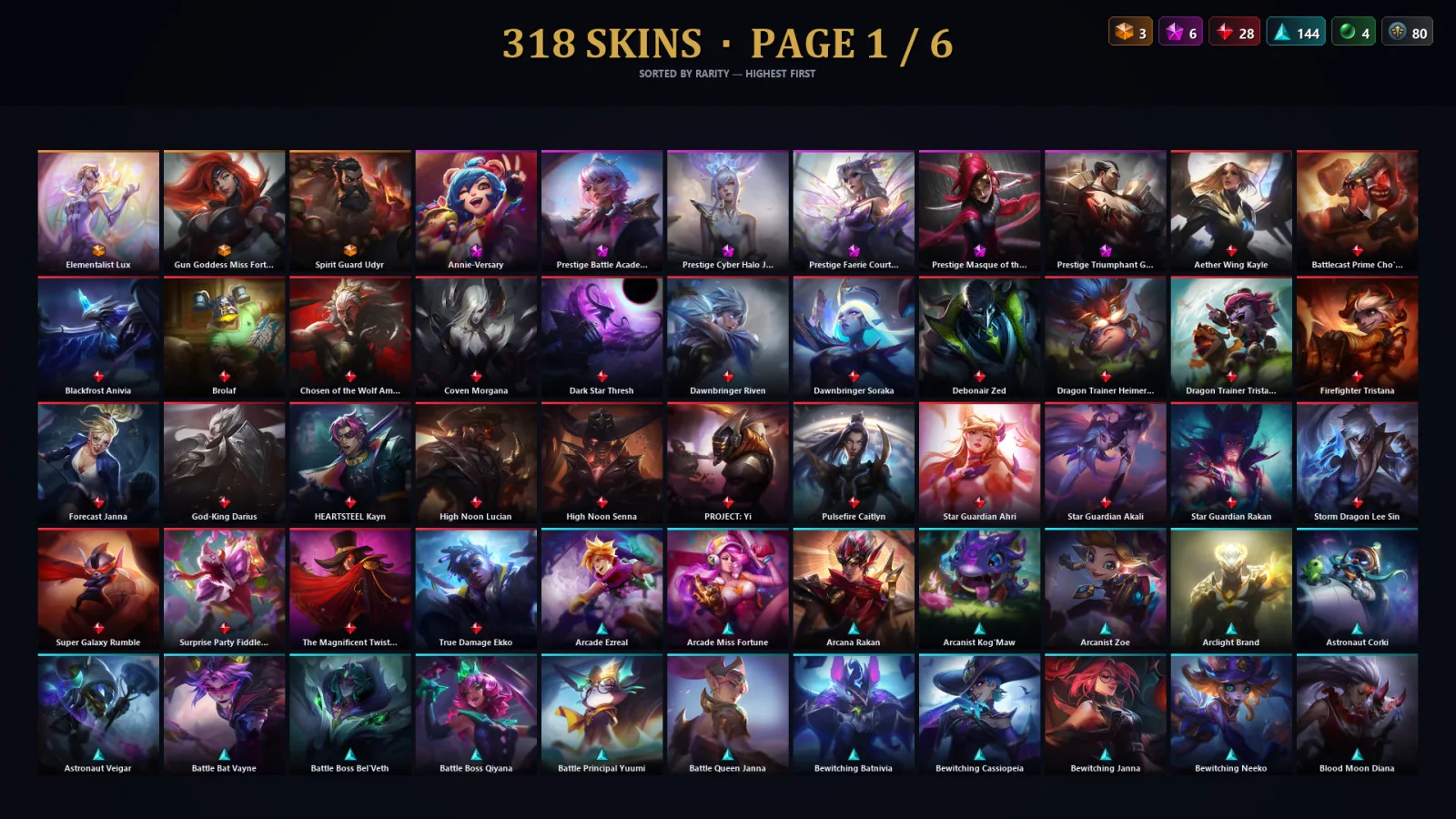 [LoL] | EUW | Level 500 | 172 Champions | 318 Skins | 17,111 BE