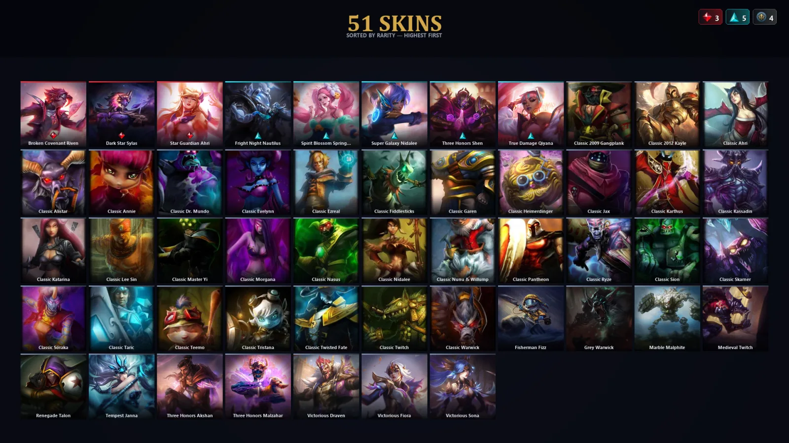 [LoL] | TR | Level 55 | Diamond I | 91 Champions | 19 Skins | 19,121 BE