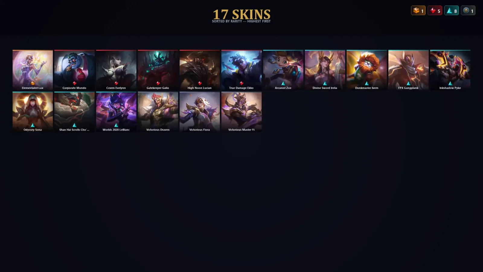 [LoL] | TR | Level 140 | Diamond II | 173 Champions | 17 Skins | 48,276 BE
