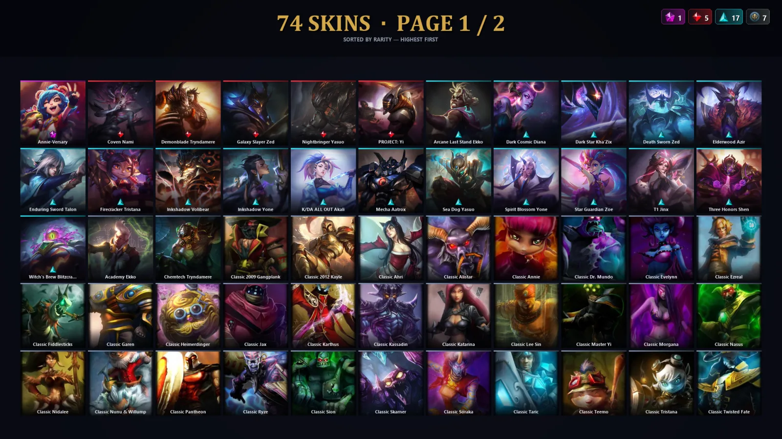 [LoL] | TR | Level 96 | Diamond III | 95 Champions | 42 Skins | 50,528 BE