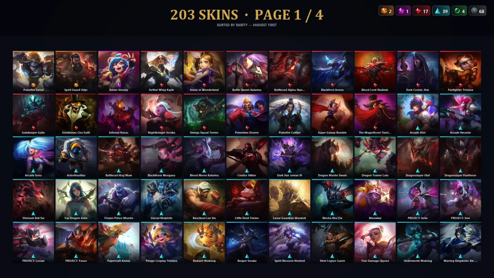 [LoL] | EUW | Level 129 | 158 Champions | 203 Skins | 36,533 BE — LoL account