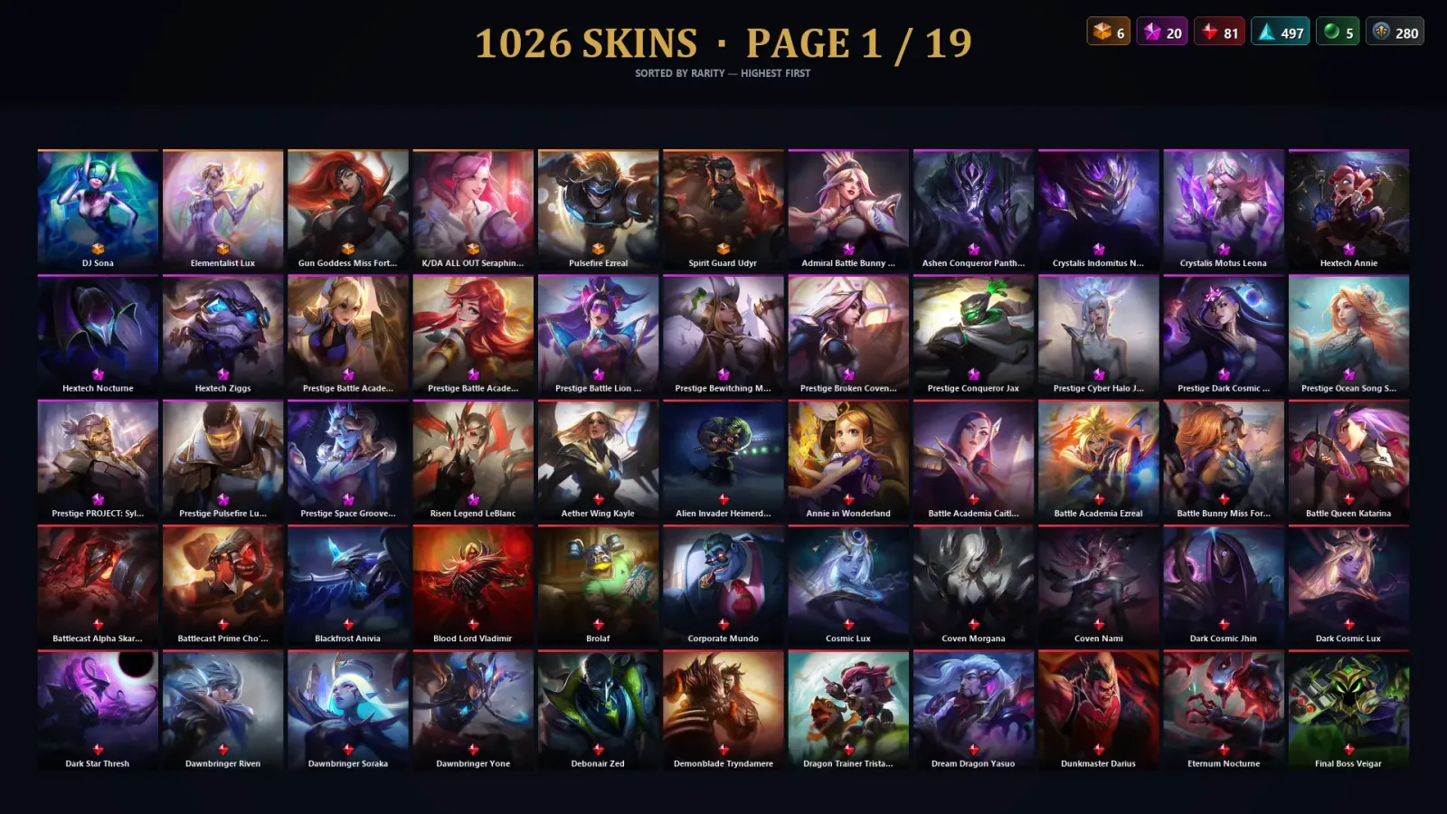 [LoL] | EUW | Level 94 | 169 Champions | 1026 Skins | 48,062 BE