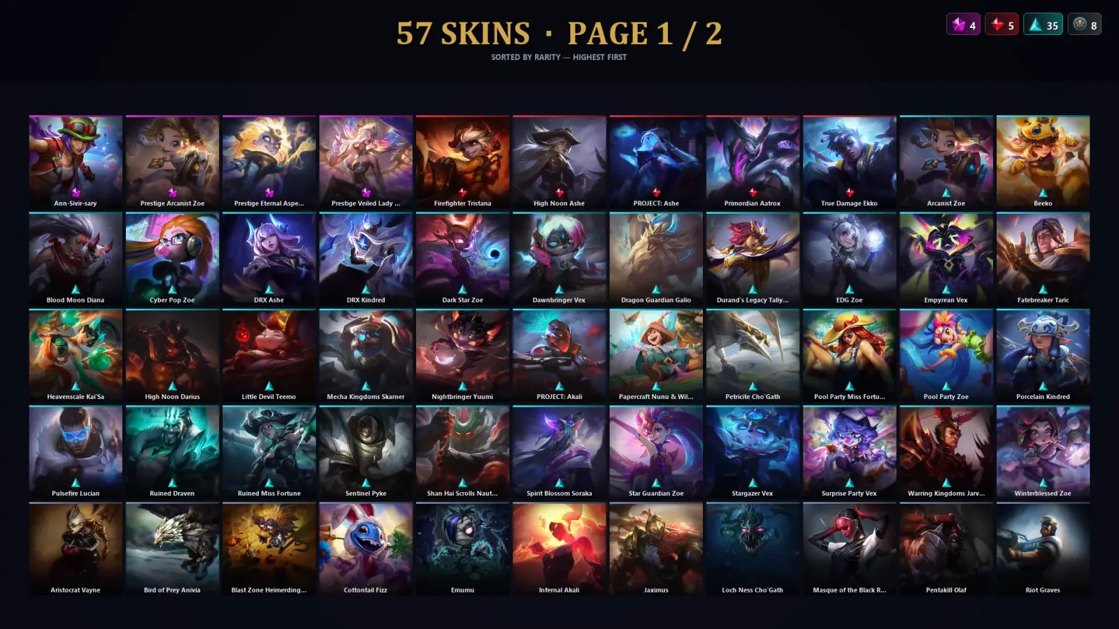 [LoL] | TR | Level 116 | Bronze III | 128 Champions | 57 Skins | 18,572 BE