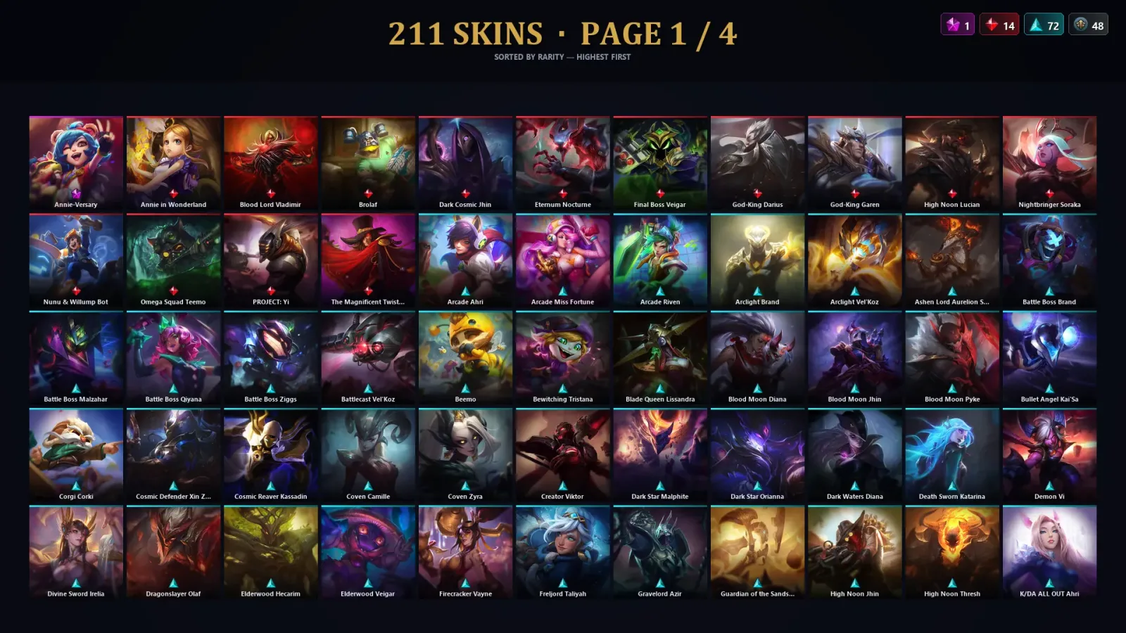 [LoL] | EUW | Level 320 | Diamond I | 160 Champions | 211 Skins — LoL account