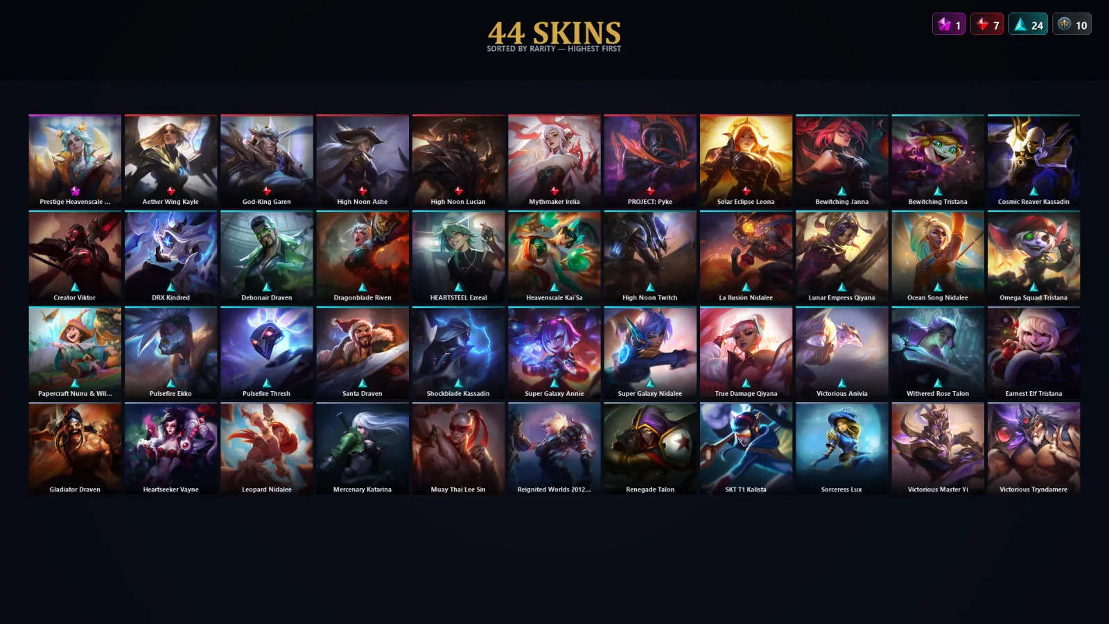 [LoL] | TR | Level 110 | Emerald IV | 74 Champions | 44 Skins | 16,513 BE