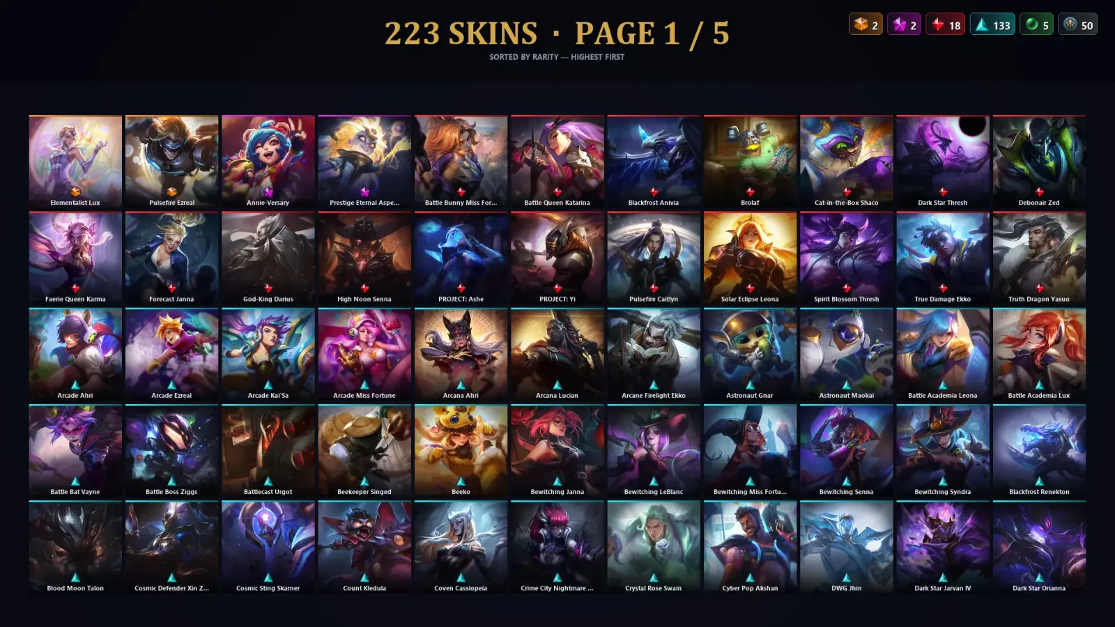[LoL] | TR | Level 321 | 172 Champions | 223 Skins | 10,860 BE — LoL account