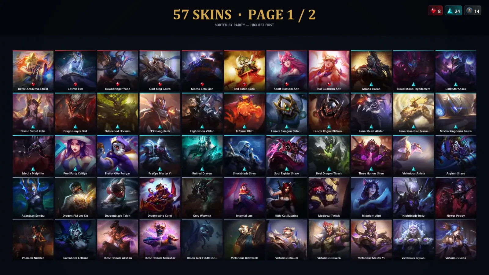 [LoL] | TR | Level 111 | Emerald I | 154 Champions | 57 Skins — Pharaoh Nidalee