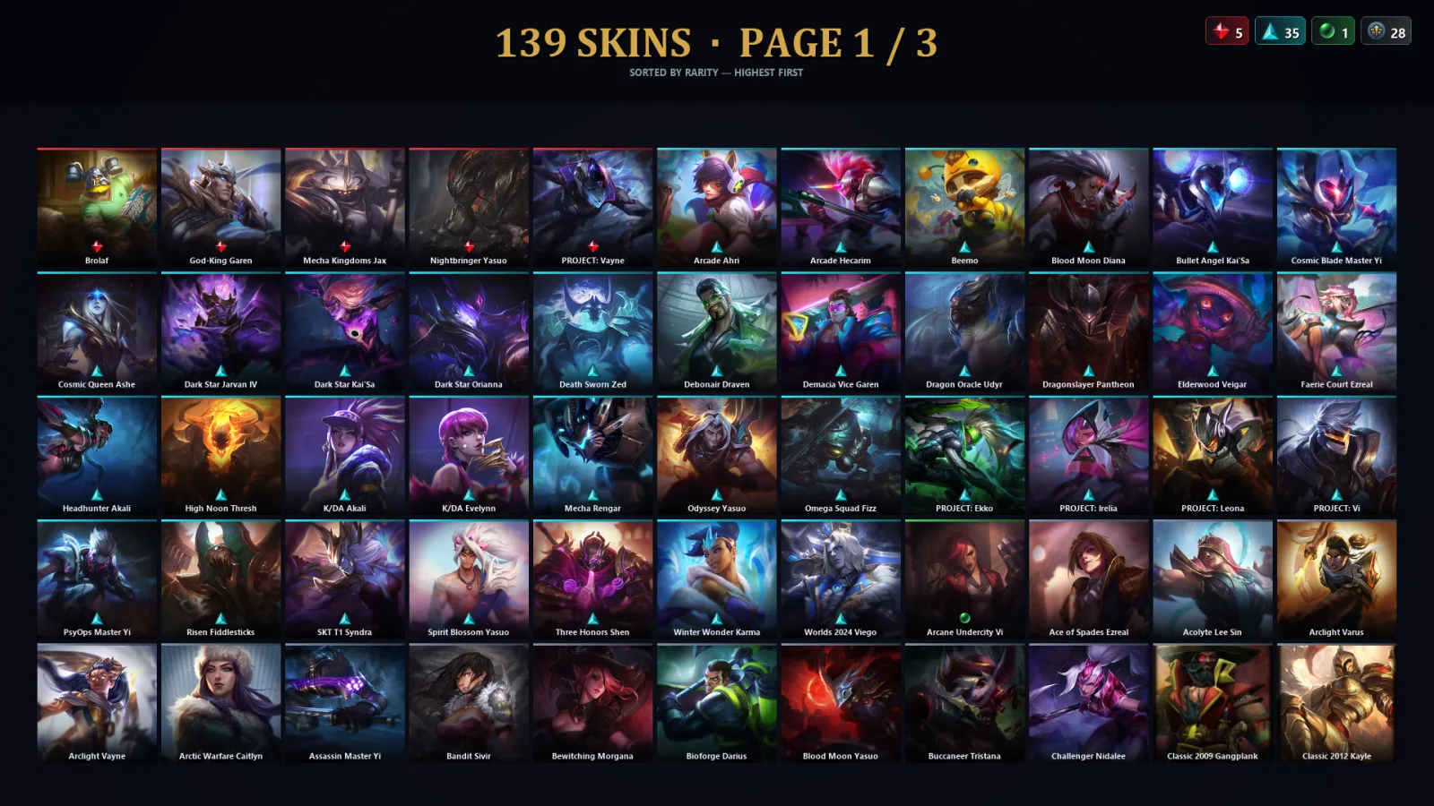 [LoL] | TR | Level 161 | Platinum I | 139 Champions | 139 Skins | 14,839 BE