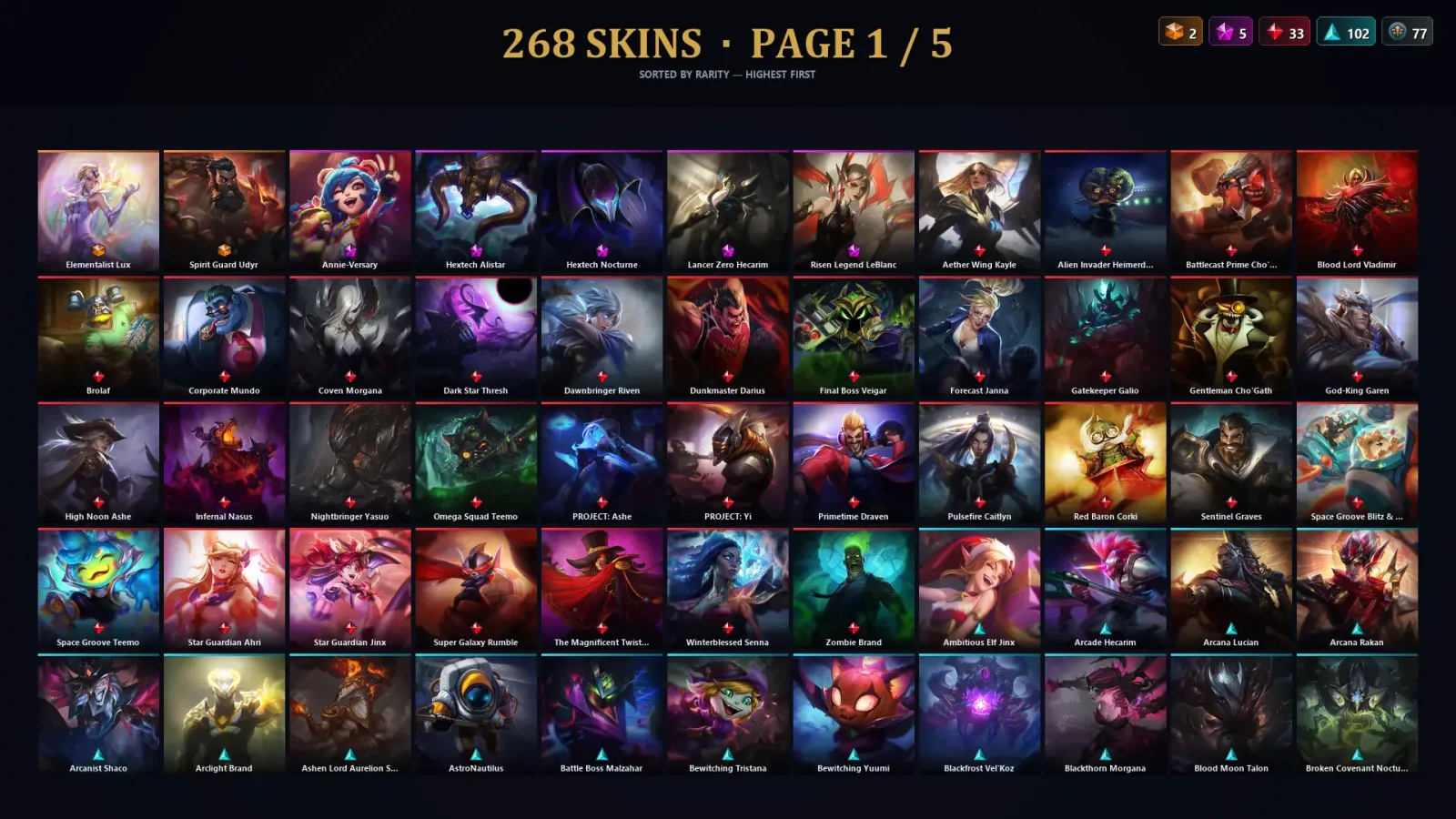 [LoL] | EUW | Level 381 | 172 Champions | 268 Skins | 19,717 BE — LoL account