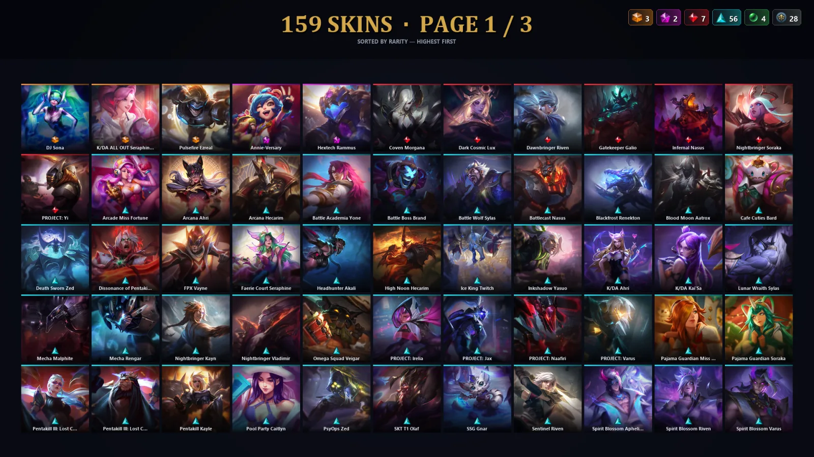 [LoL] | TR | Level 397 | Emerald IV | 141 Champions | 159 Skins | 87,028 BE
