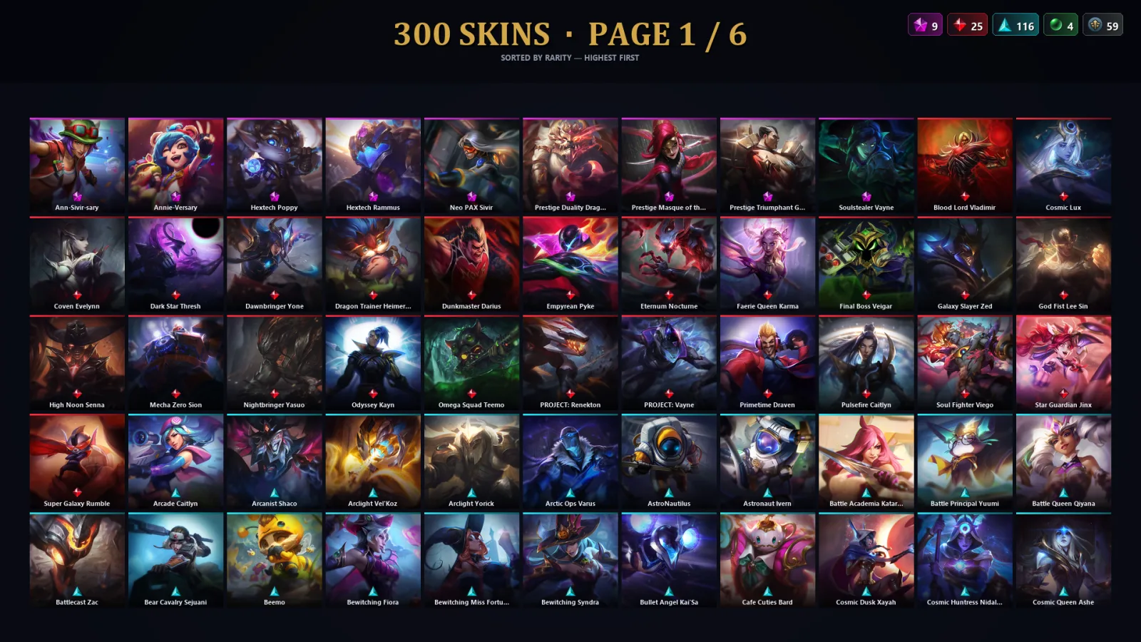 [LoL] | NA | Level 500 | 173 Champions | 268 Skins | 35,334 BE