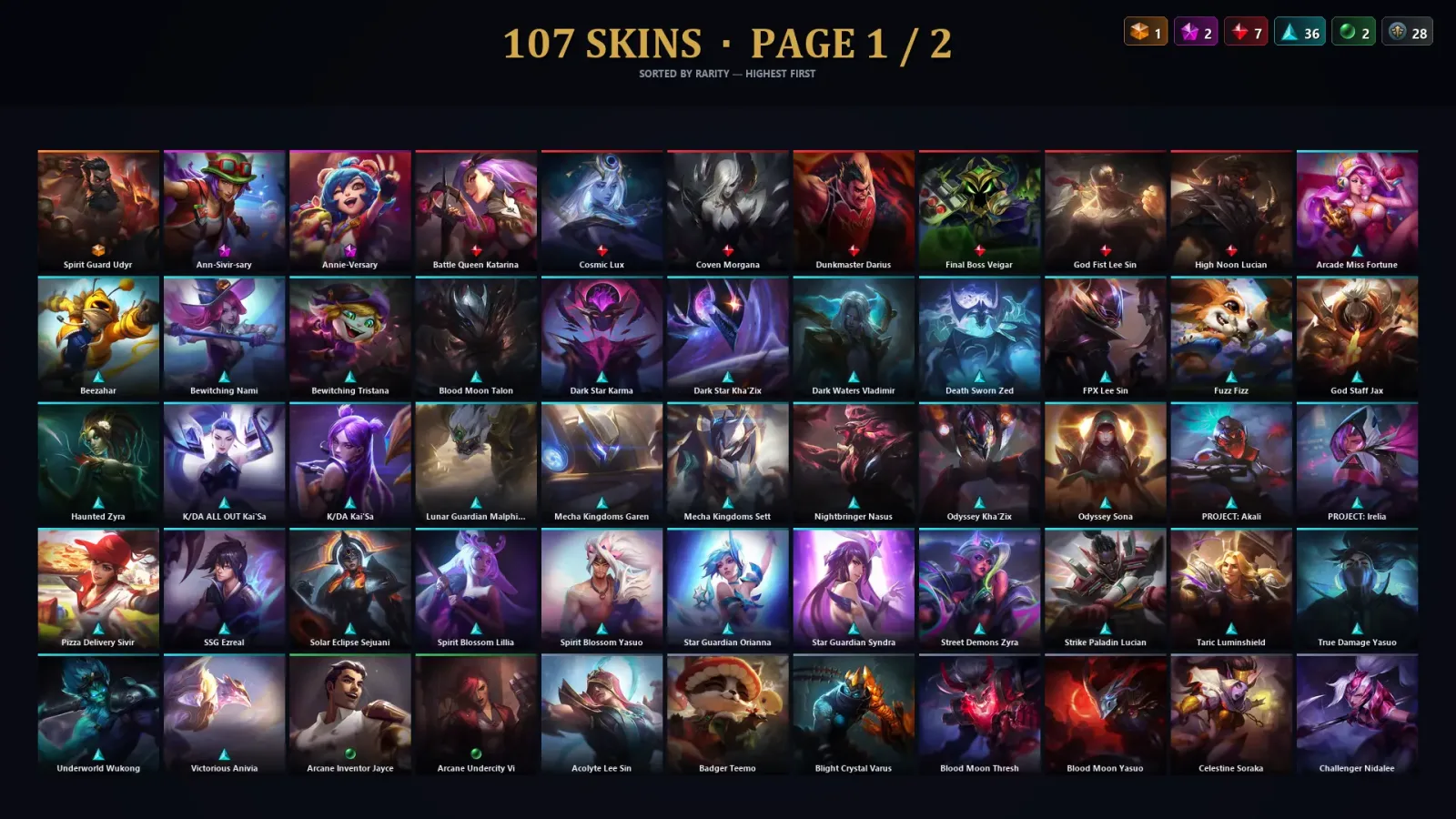 [LoL] | TR | Level 325 | 165 Champions | 107 Skins — LoL account