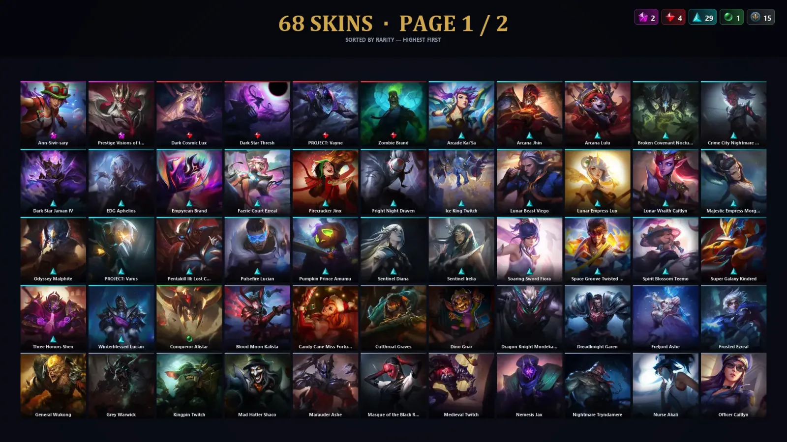 [LoL] | TR | Level 172 | Gold IV | 172 Champions | 68 Skins | 14,396 BE — LoL account