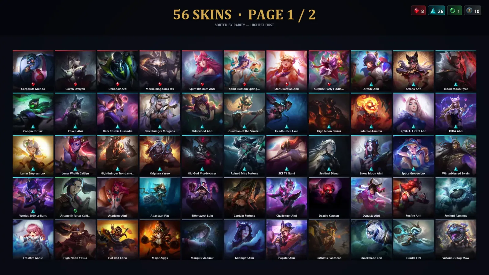 [LoL] | TR | Level 62 | Platinum II | 98 Champions | 56 Skins