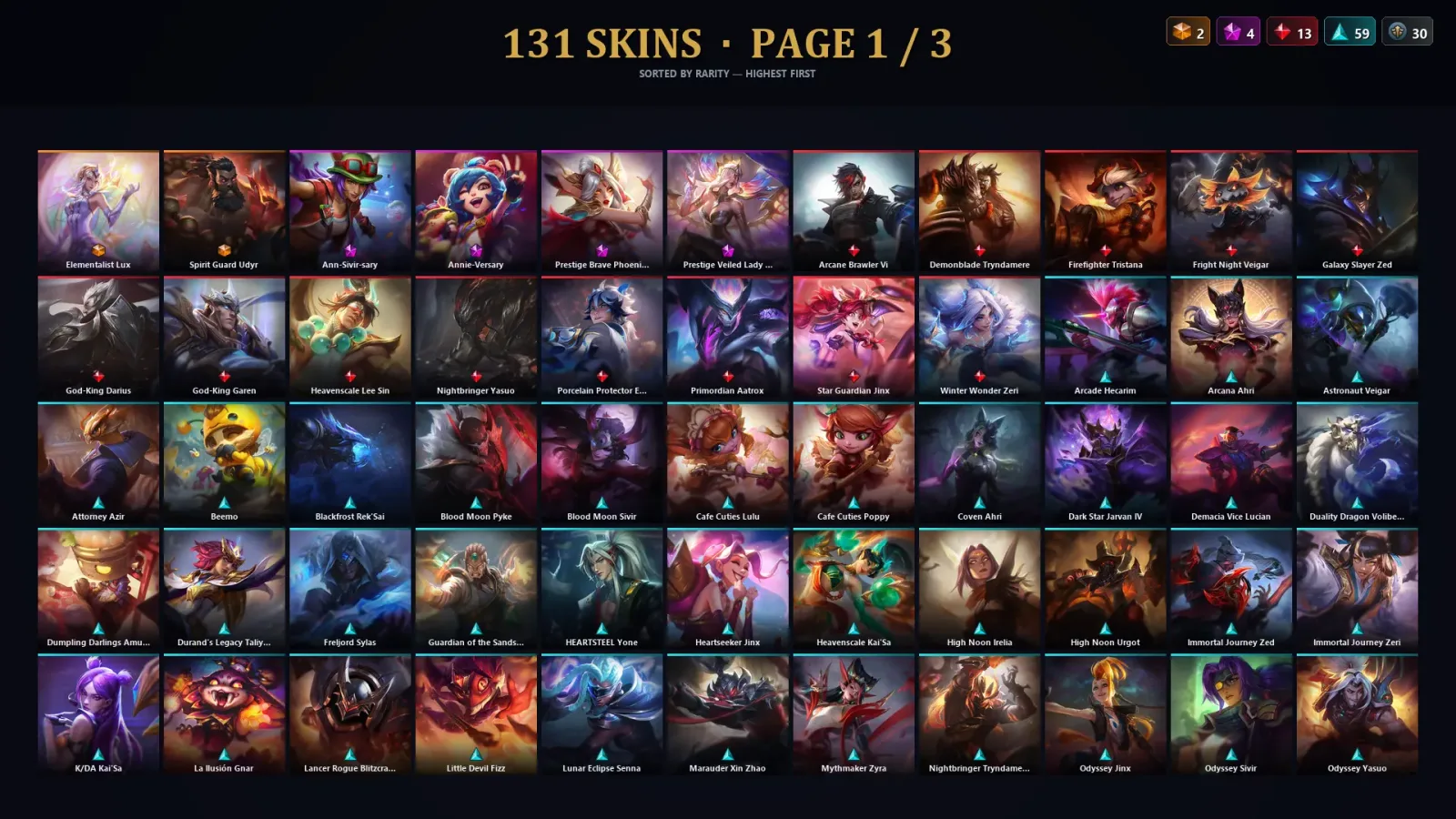 [LoL] | TR | Level 254 | Platinum IV | 172 Champions | 131 Skins — LoL account