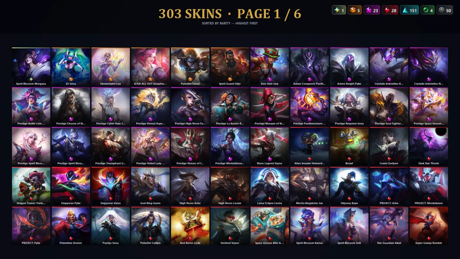 [LoL] | NA | Level 340 | 173 Champions | 271 Skins | 72,864 BE