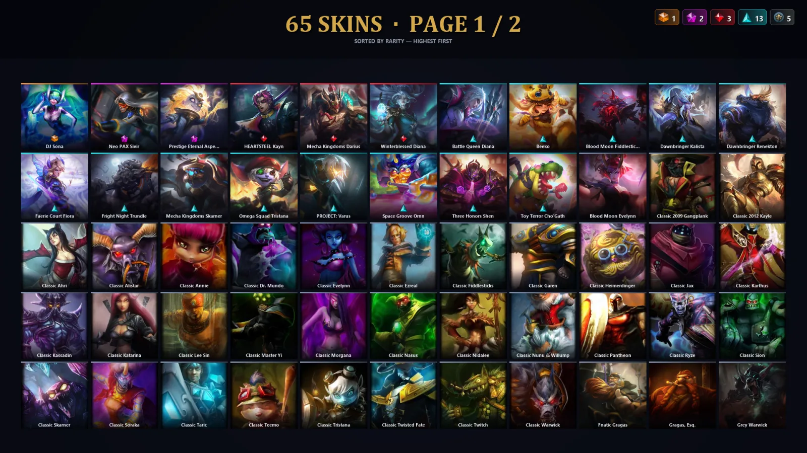 [LoL] | TR | Level 85 | 91 Champions | 33 Skins | 14,180 BE