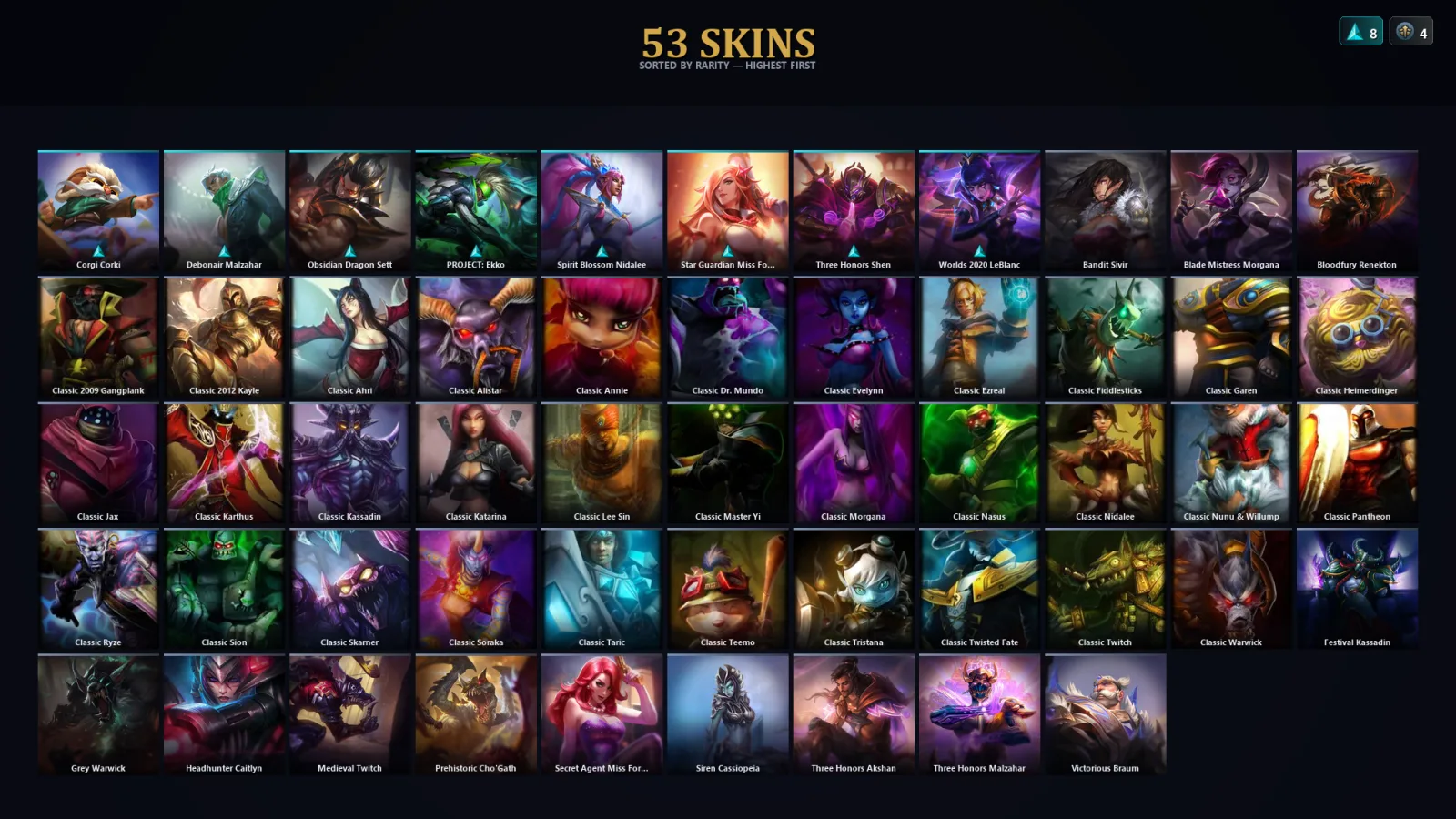 [LoL] | EUW | Level 99 | Gold IV | 154 Champions | 21 Skins