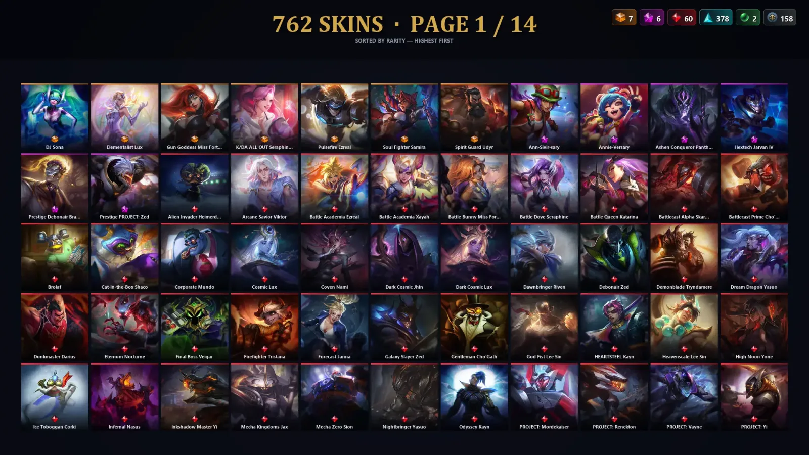 [LoL] | TR | Level 500 | Silver I | 172 Champions | 762 Skins | 36,031 BE — LoL account