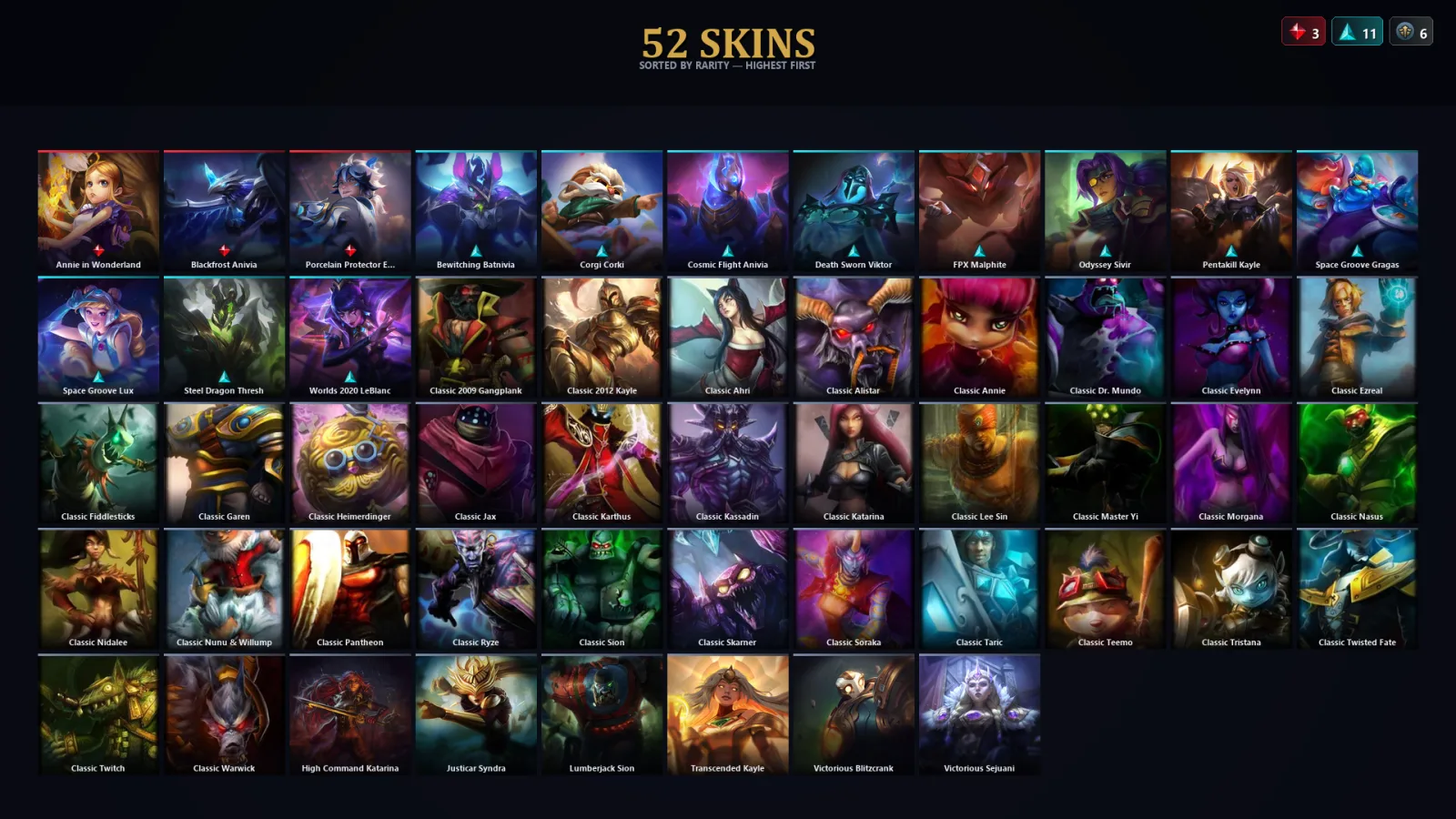 [LoL] | TR | Level 54 | 49 Champions | 52 Skins
