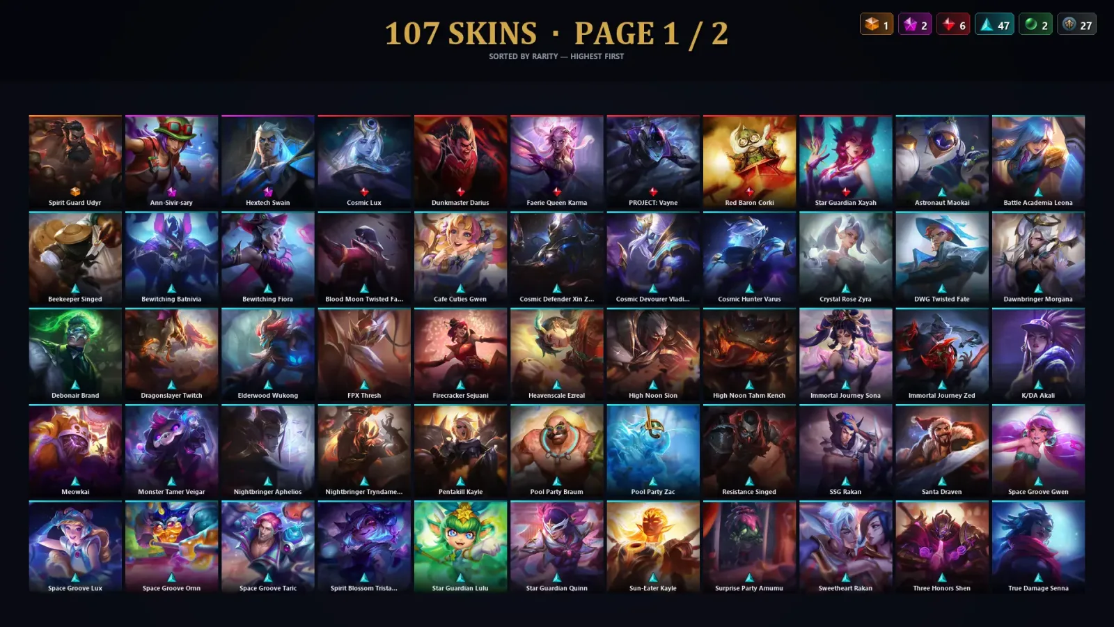 [LoL] | TR | Level 200 | Diamond II | 172 Champions | 107 Skins | 89,416 BE — LoL account
