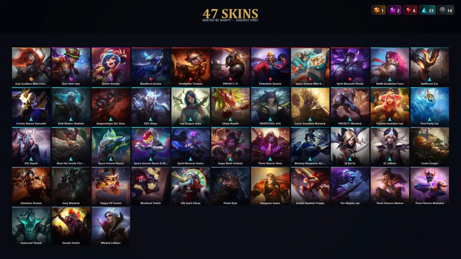 [LoL] | EUW | Level 57 | Gold IV | 103 Champions | 47 Skins | 17,334 BE