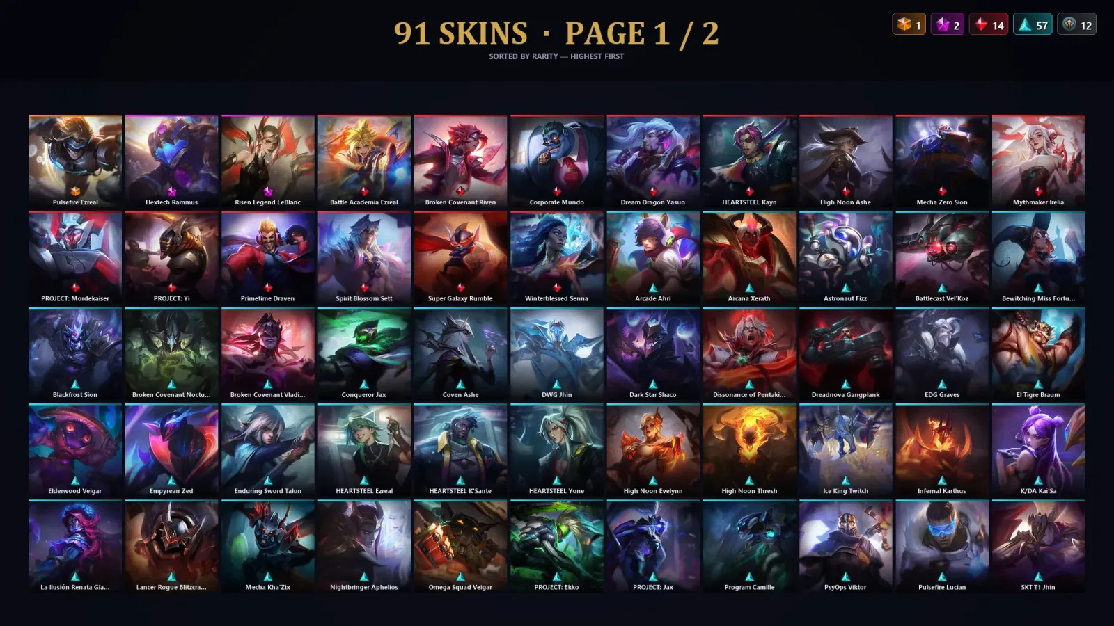 [LoL] | TR | Level 177 | Platinum IV | 169 Champions | 91 Skins — LoL account