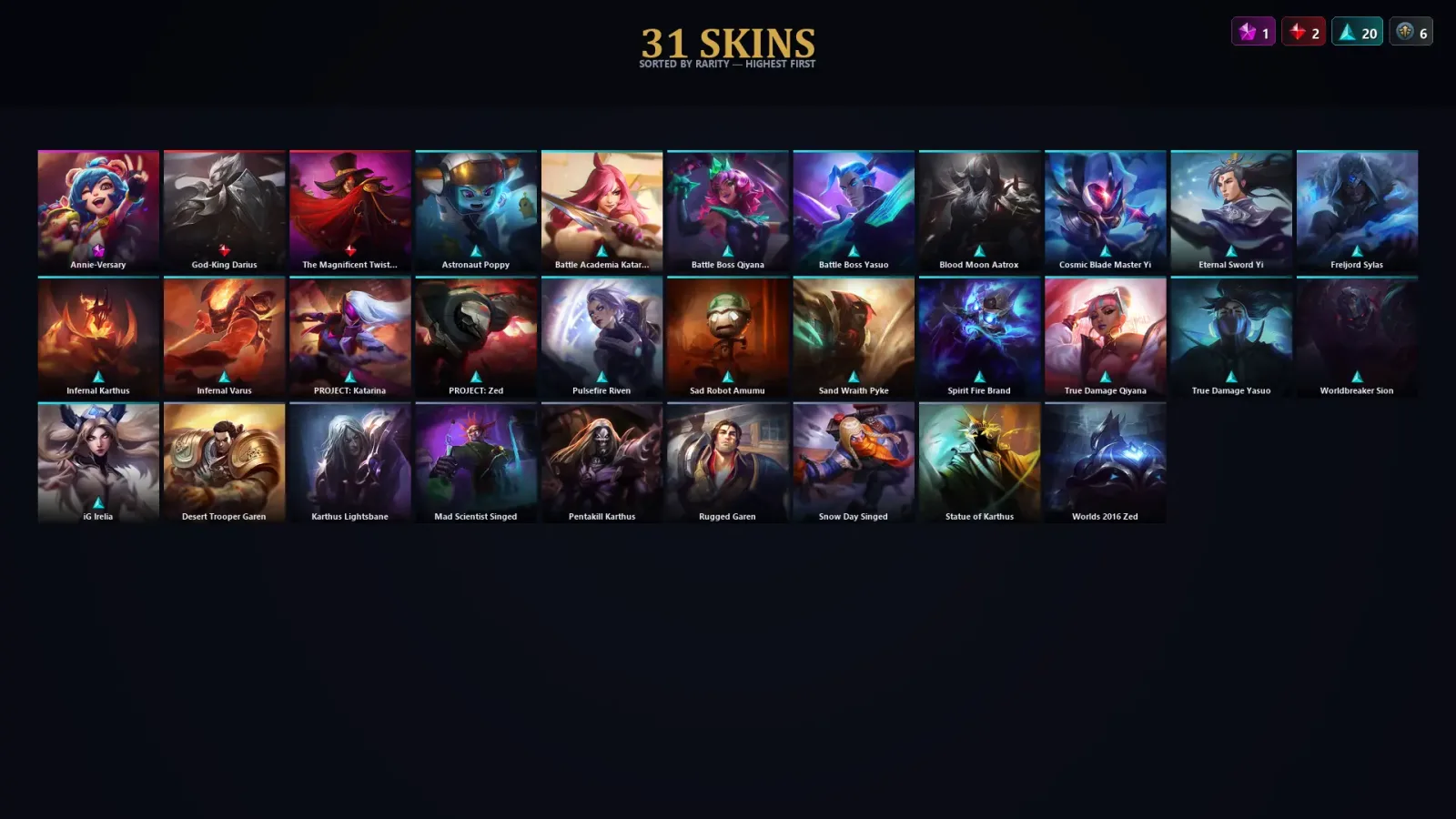 [LoL] | EUW | Level 81 | Silver III | 50 Champions | 31 Skins — LoL account