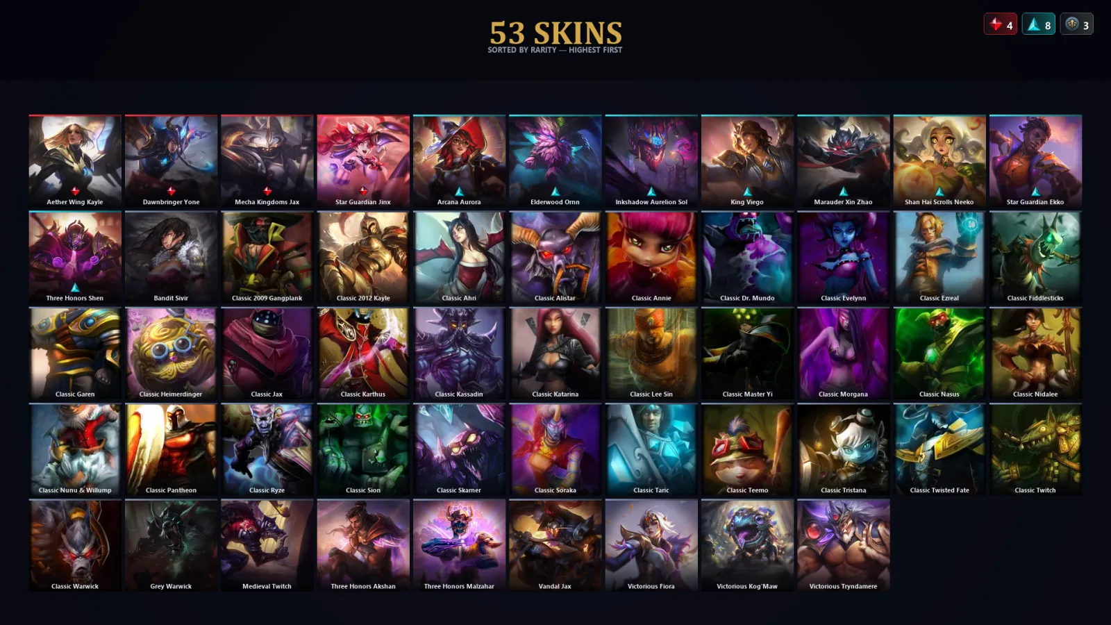 [LoL] | TR | Level 44 | Gold II | 64 Champions | 53 Skins