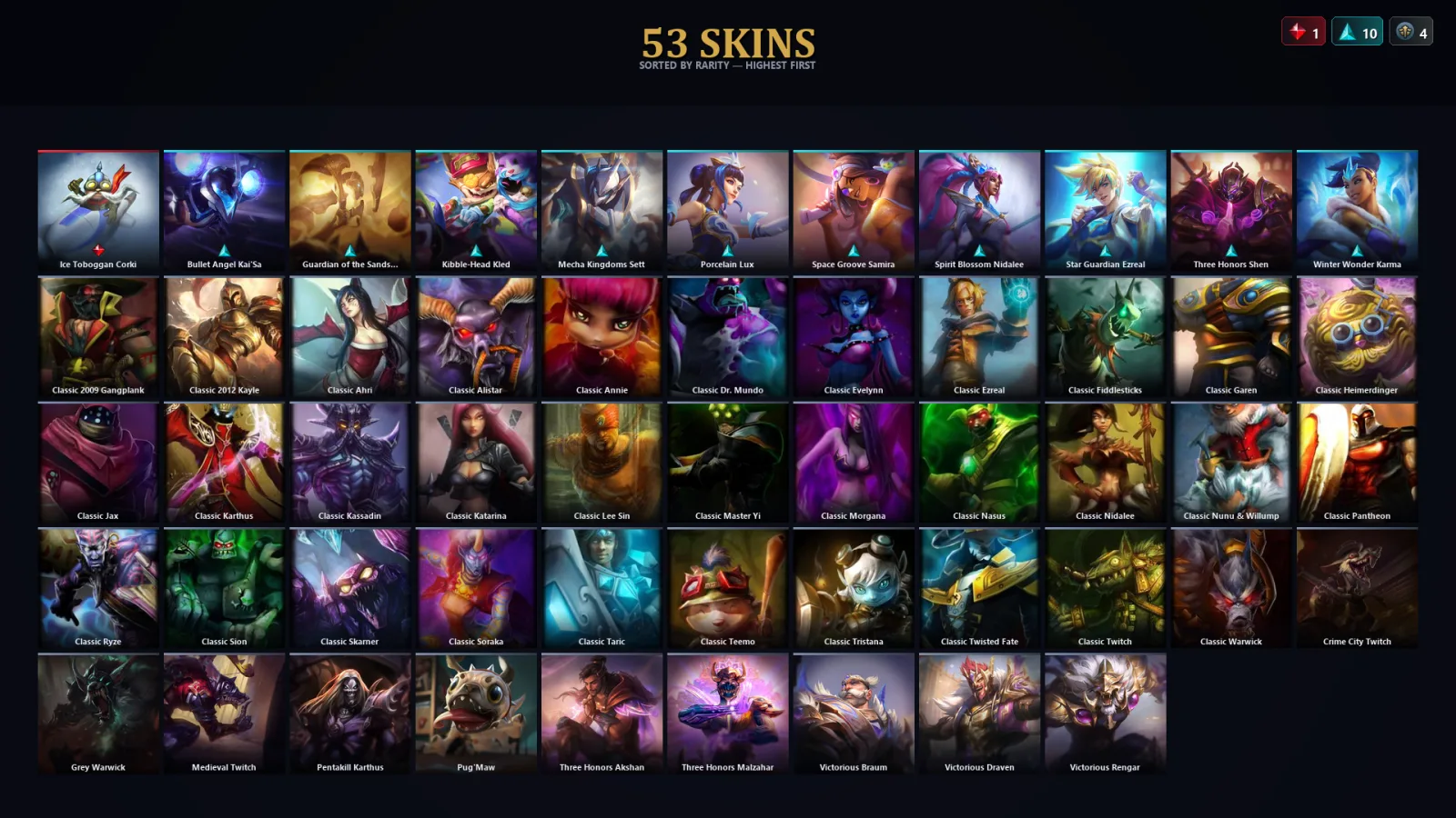 [LoL] | TR | Level 30 | Grandmaster | 141 Champions | 53 Skins