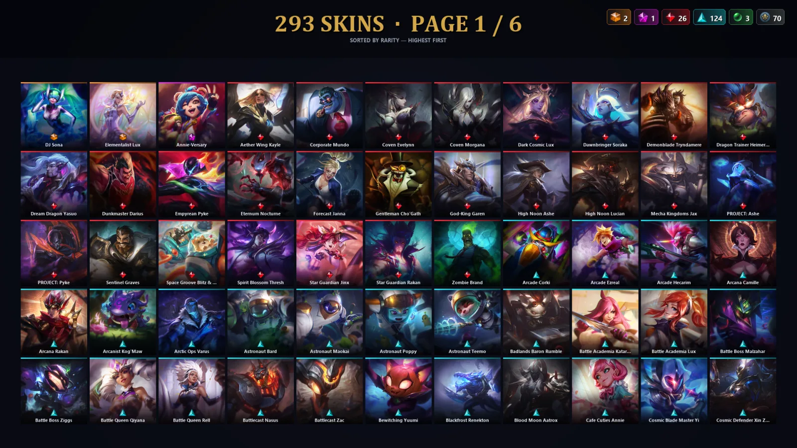[LoL] | NA | Level 439 | 168 Champions | 293 Skins | 110,270 BE