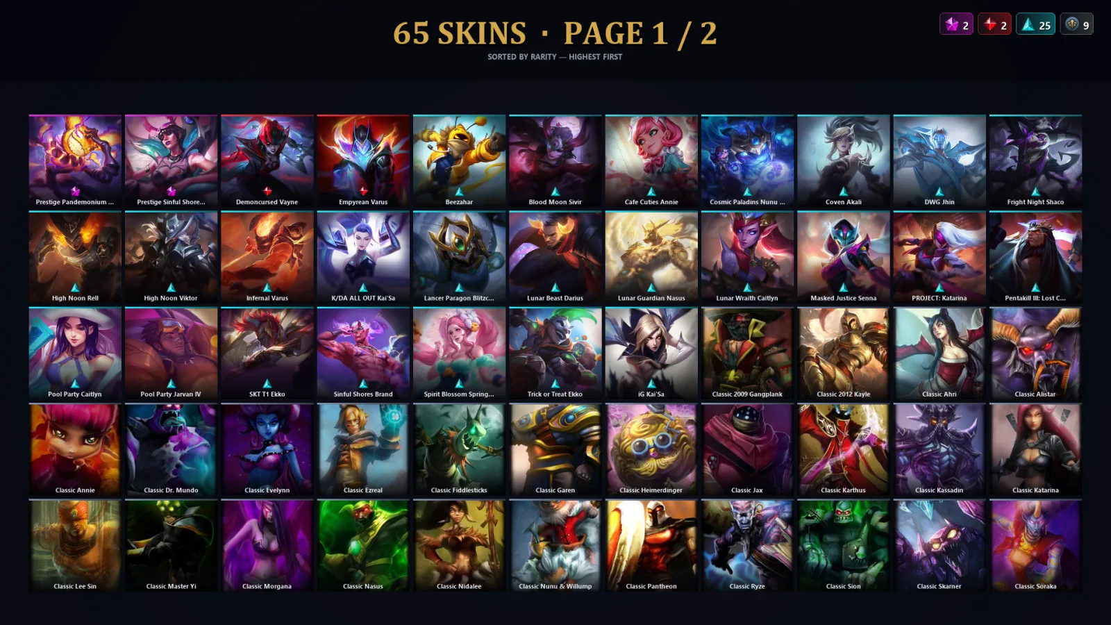 [LoL] | TR | Level 70 | Gold III | 130 Champions | 65 Skins