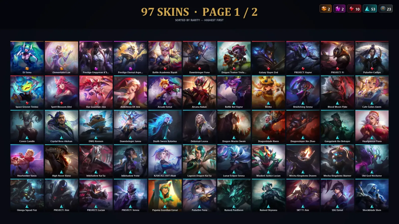 [LoL] | EUW | Level 162 | Silver II | 110 Champions | 97 Skins | 136,151 BE