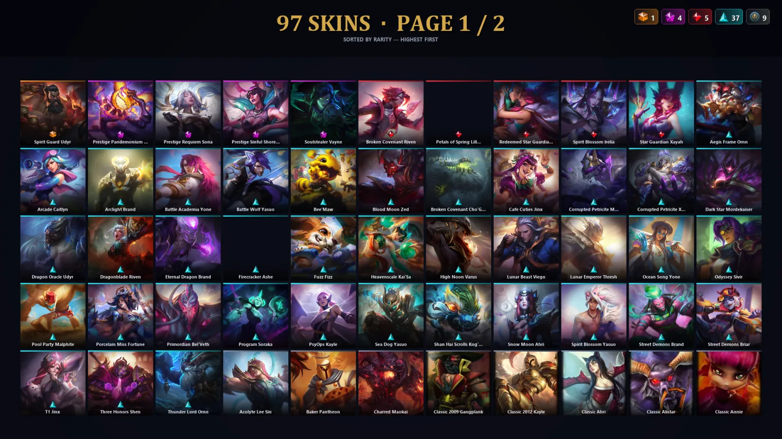 [LoL] | TR | Level 130 | Diamond IV | 159 Champions | 97 Skins