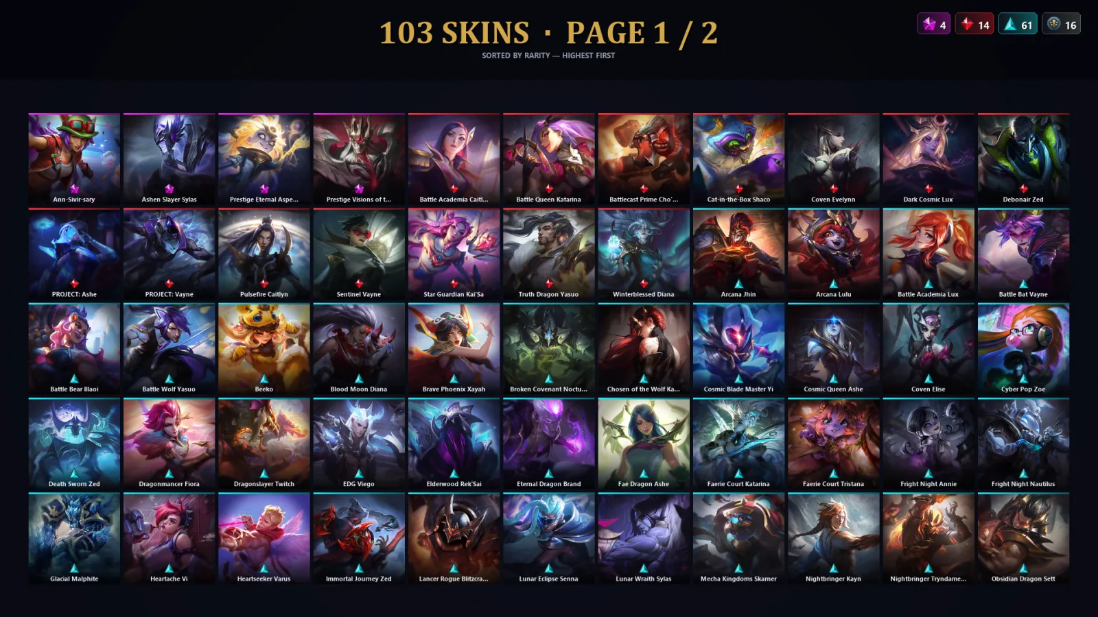 [LoL] | TR | Level 263 | 173 Champions | 103 Skins | 31,204 BE