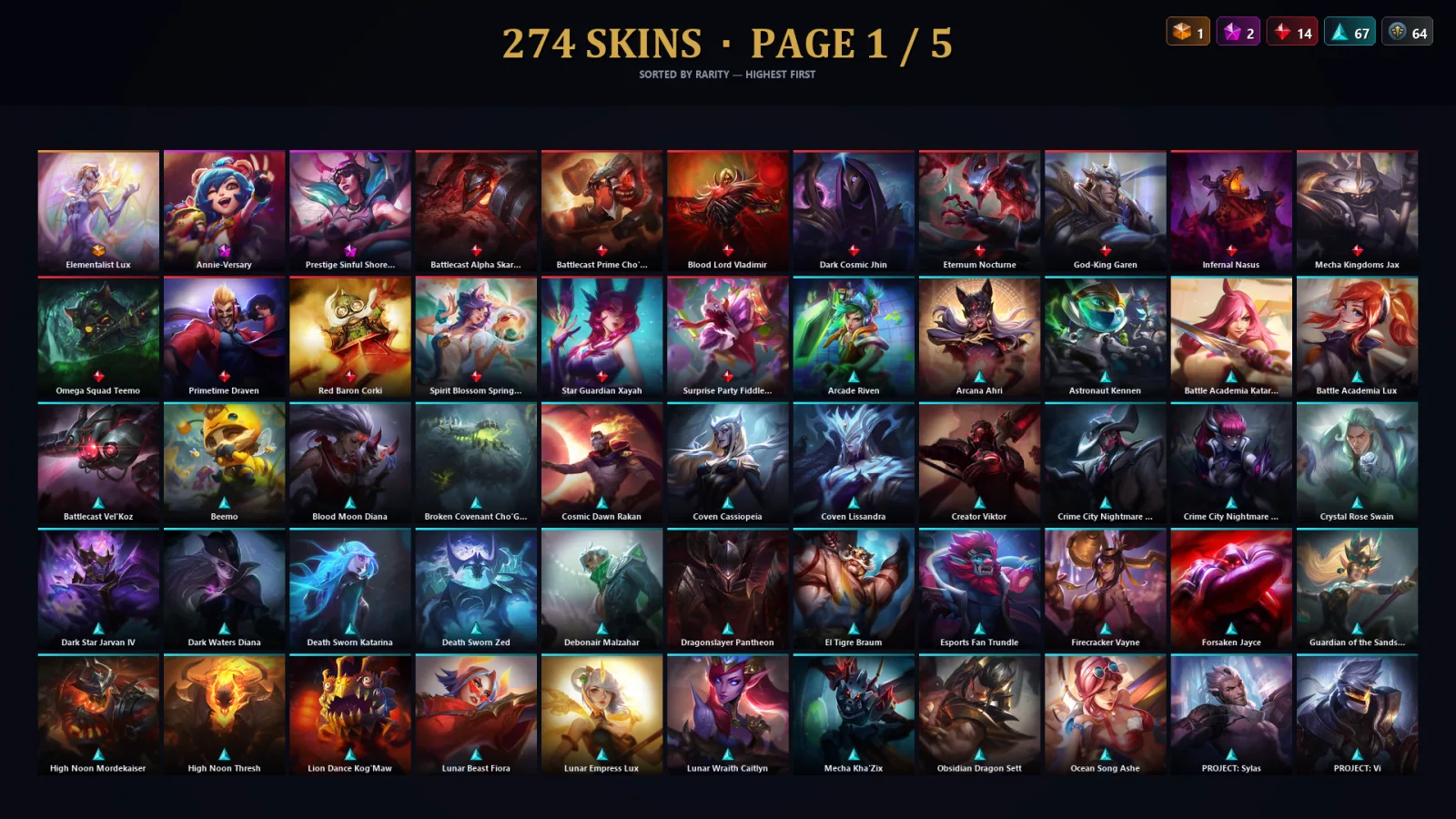 [LoL] | EUW | Level 78 | Bronze II | 173 Champions | 242 Skins | 49,629 BE