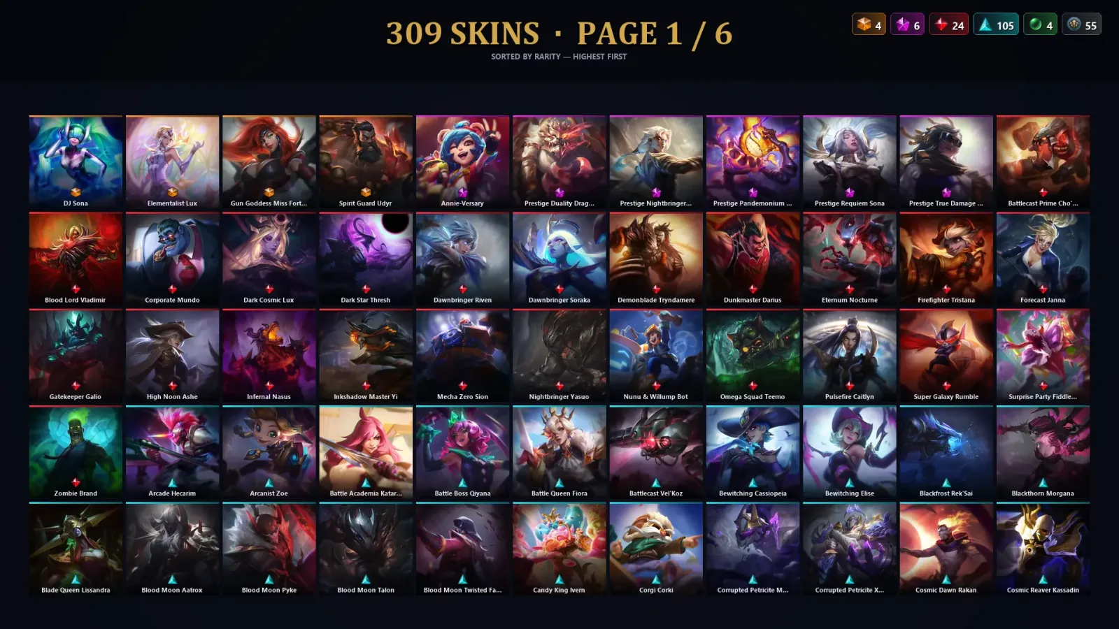 [LoL] | EUW | Level 265 | Platinum IV | 172 Champions | 309 Skins — LoL account