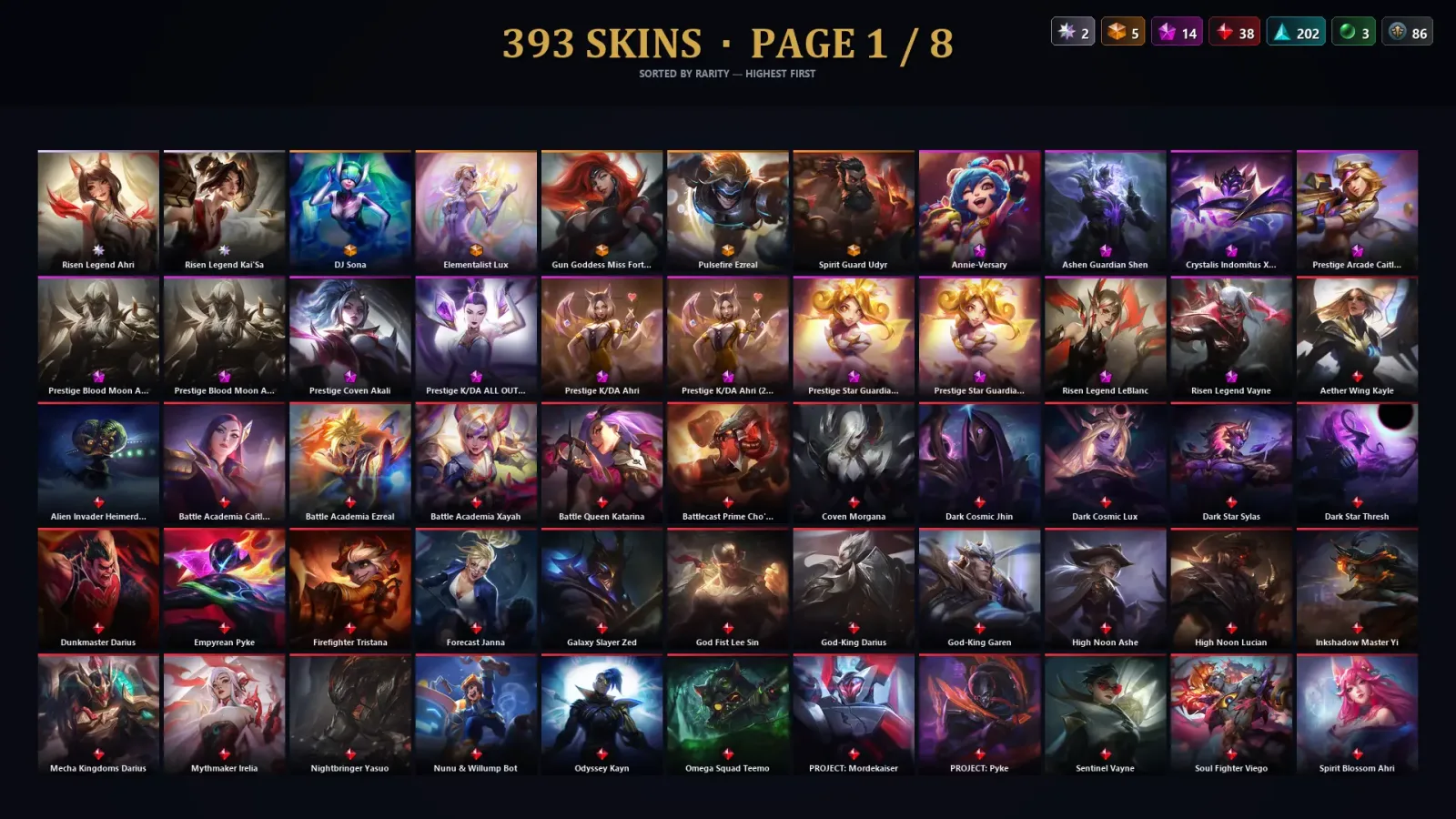 [LoL] | TR | Level 458 | Platinum IV | 173 Champions | 393 Skins | 40,328 BE — LoL account