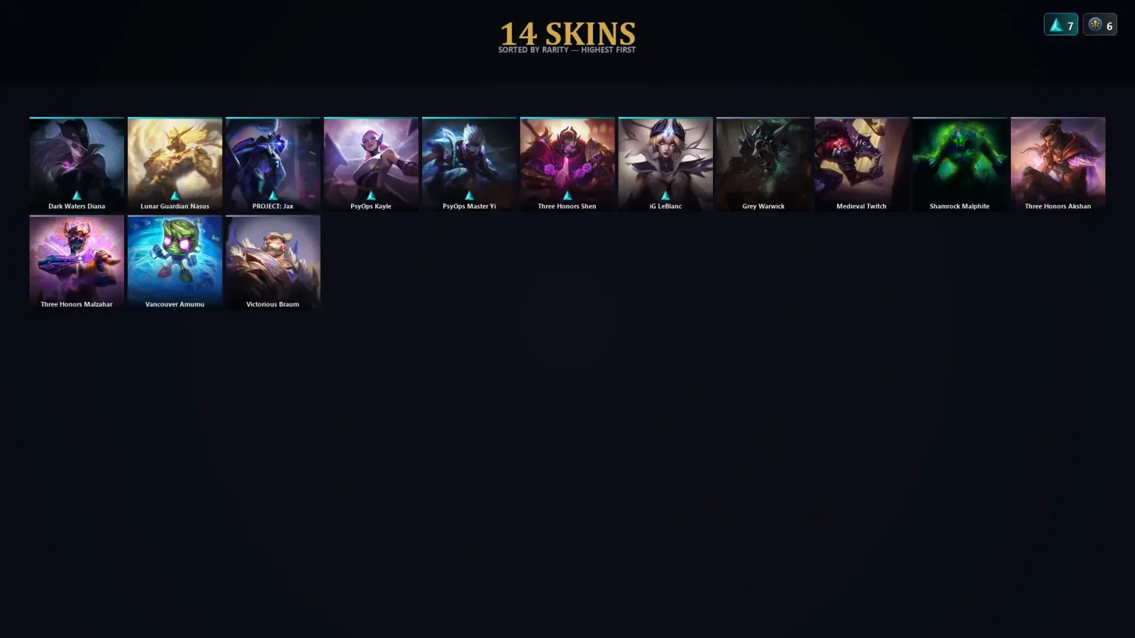 [LoL] | EUW | Level 61 | Diamond IV | 68 Champions | 14 Skins | 12,556 BE