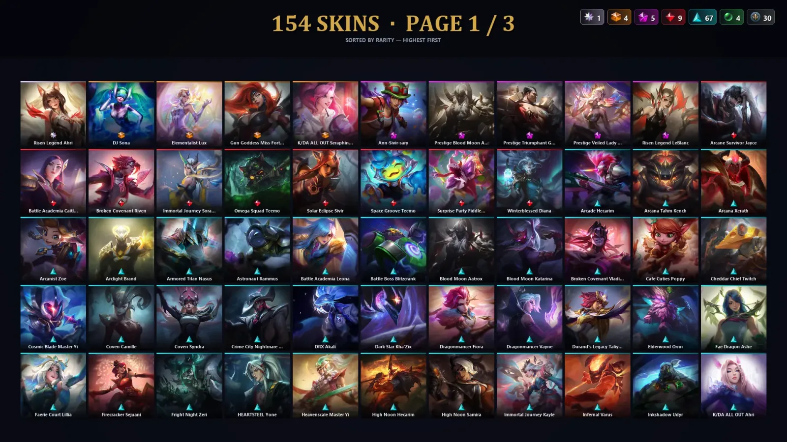 [LoL] | TR | Level 261 | Silver II | 172 Champions | 154 Skins | 58,729 BE — LoL account