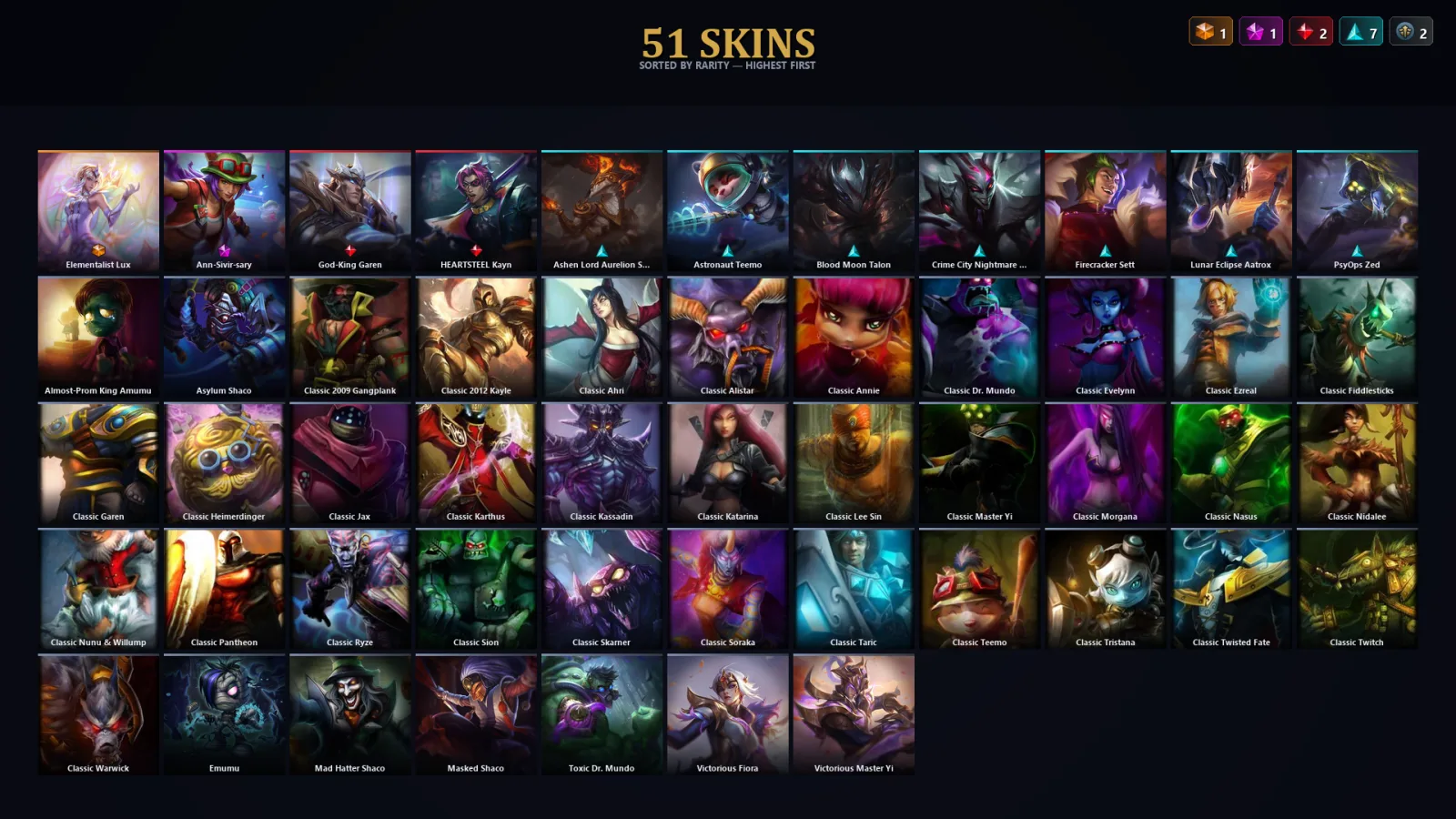 [LoL] | EUW | Level 73 | 69 Champions | 19 Skins | 27,789 BE