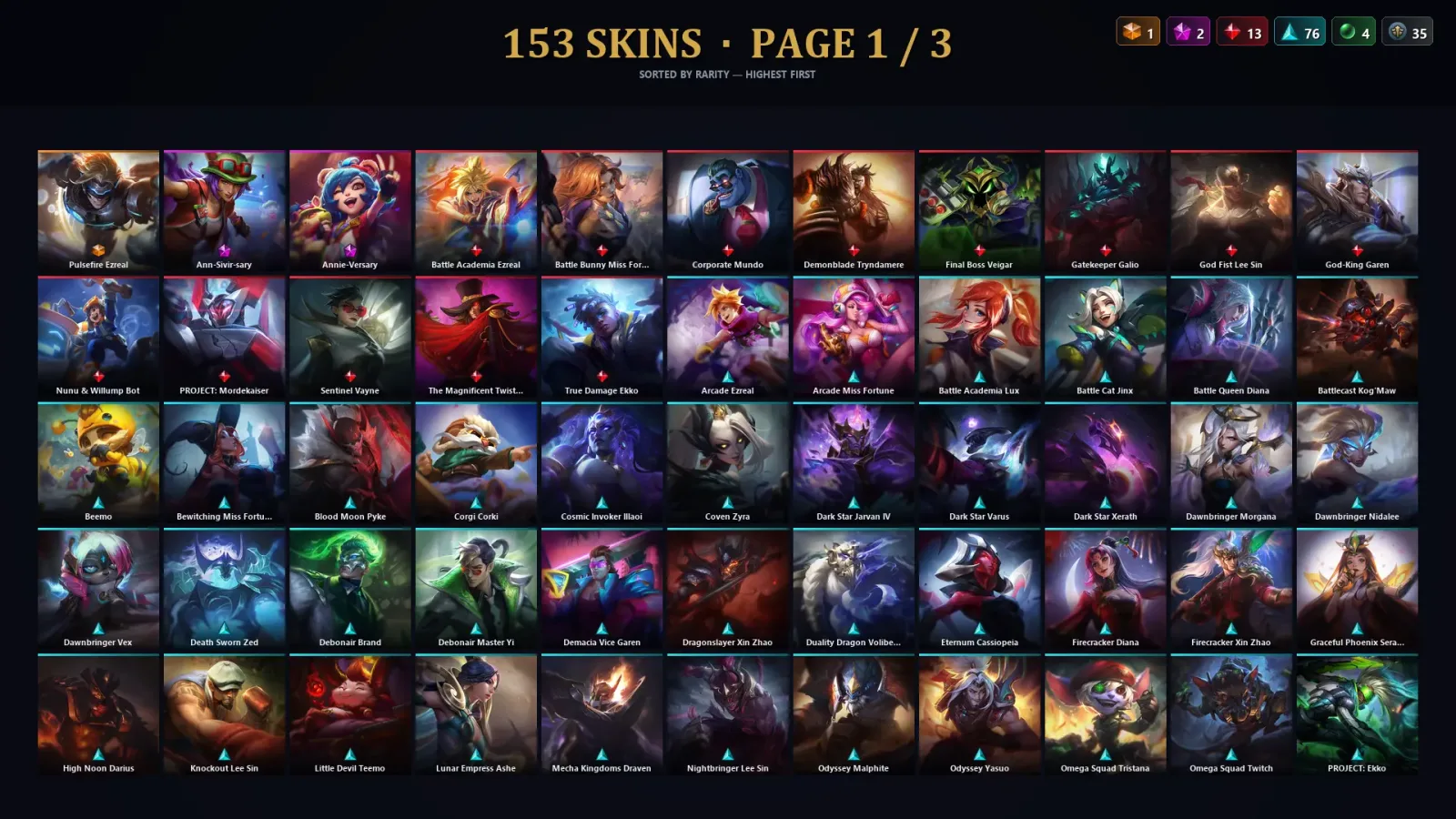 [LoL] | TR | Level 338 | 154 Champions | 153 Skins | 14,268 BE — LoL account