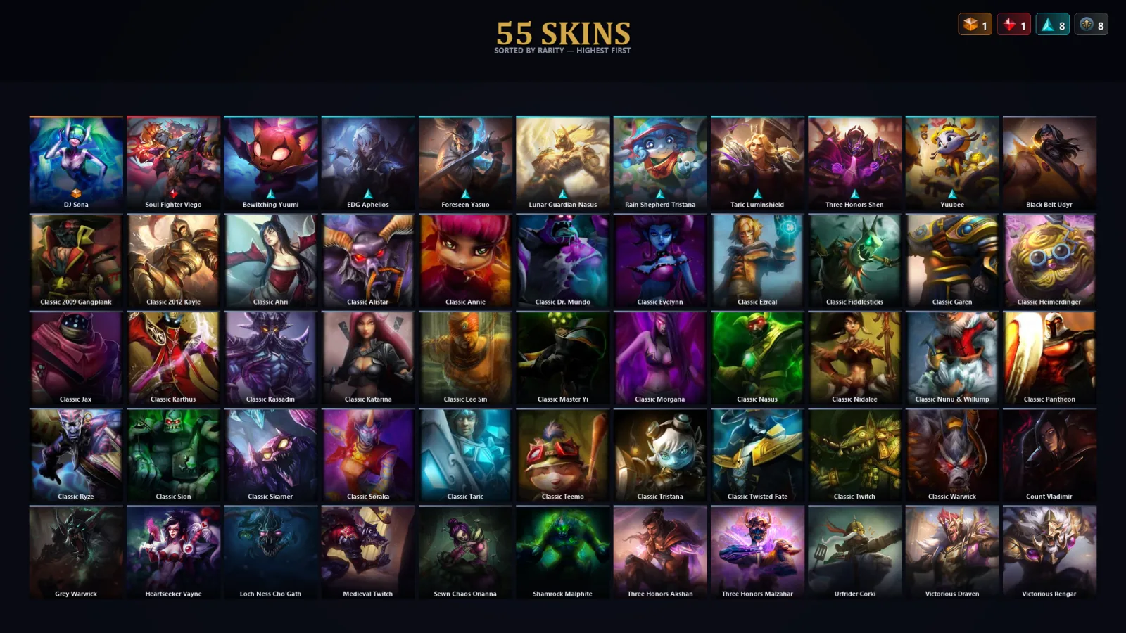 [LoL] | TR | Level 53 | Emerald IV | 124 Champions | 55 Skins