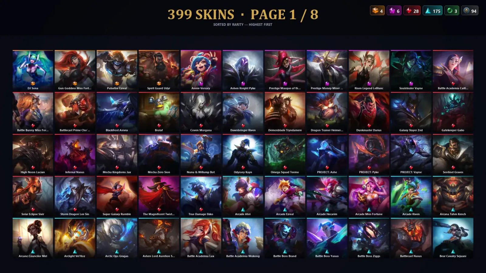 [LoL] | EUW | Level 429 | 173 Champions | 399 Skins | 46,130 BE