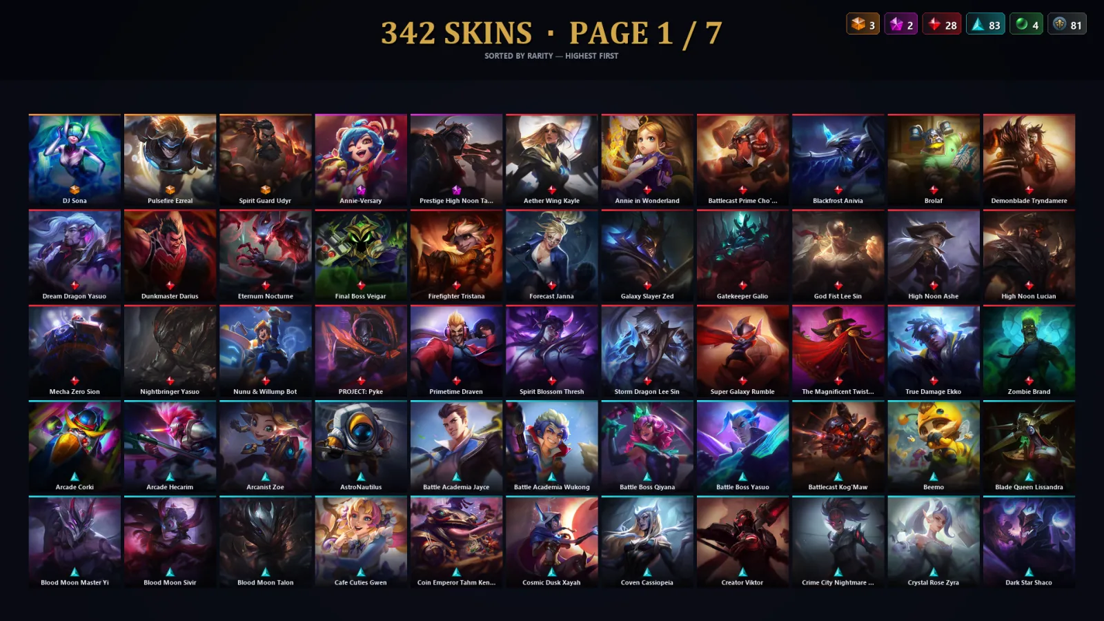 [LoL] | EUW | Level 439 | 173 Champions | 310 Skins | 38,486 BE