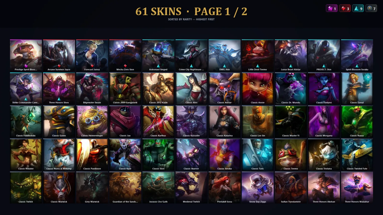 [LoL] | TR | Level 103 | Platinum I | 95 Champions | 61 Skins | 17,469 BE