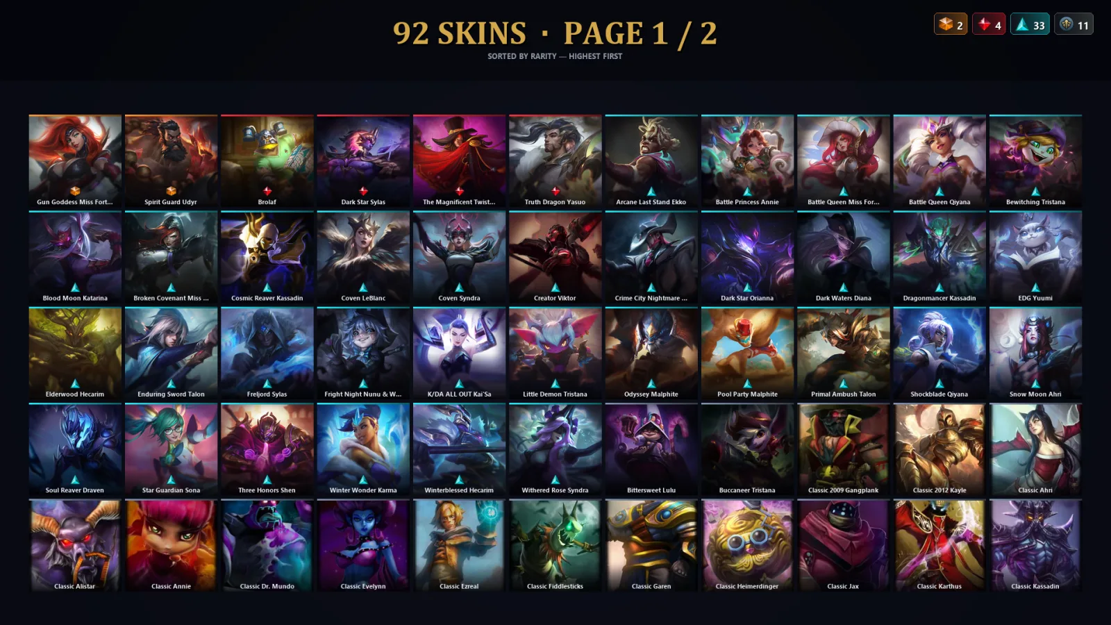 [LoL] | EUW | Level 49 | Diamond II | 69 Champions | 60 Skins | 11,840 BE