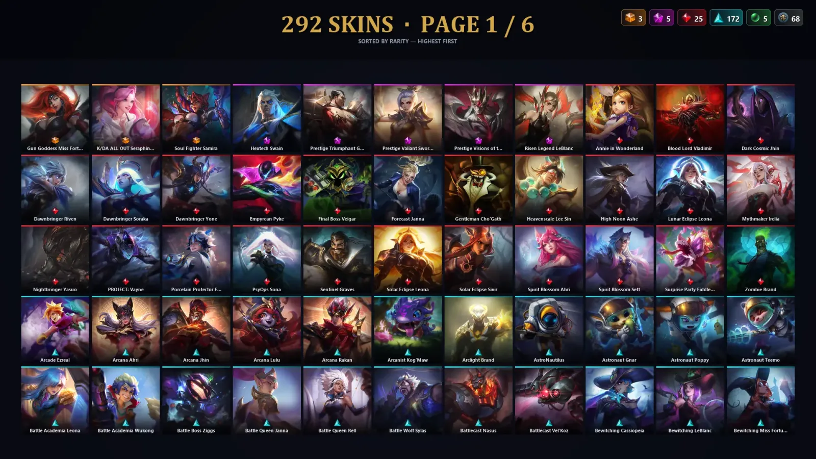 [LoL] | EUW | Level 441 | 173 Champions | 292 Skins | 222,873 BE