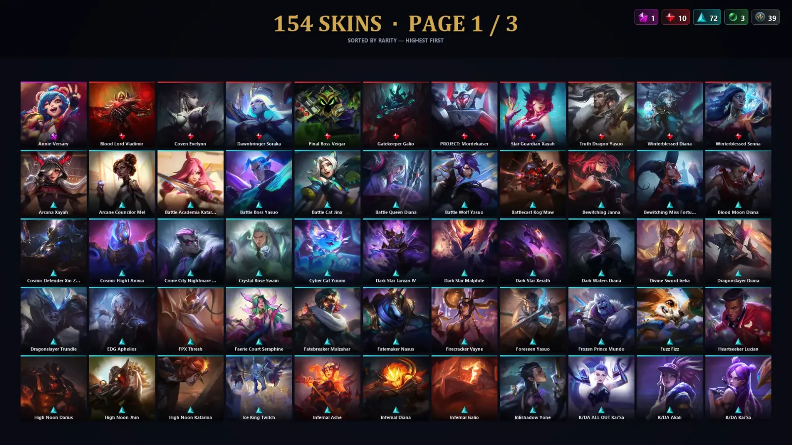 [LoL] | EUW | Level 500 | Silver IV | 173 Champions | 154 Skins | 317,013 BE