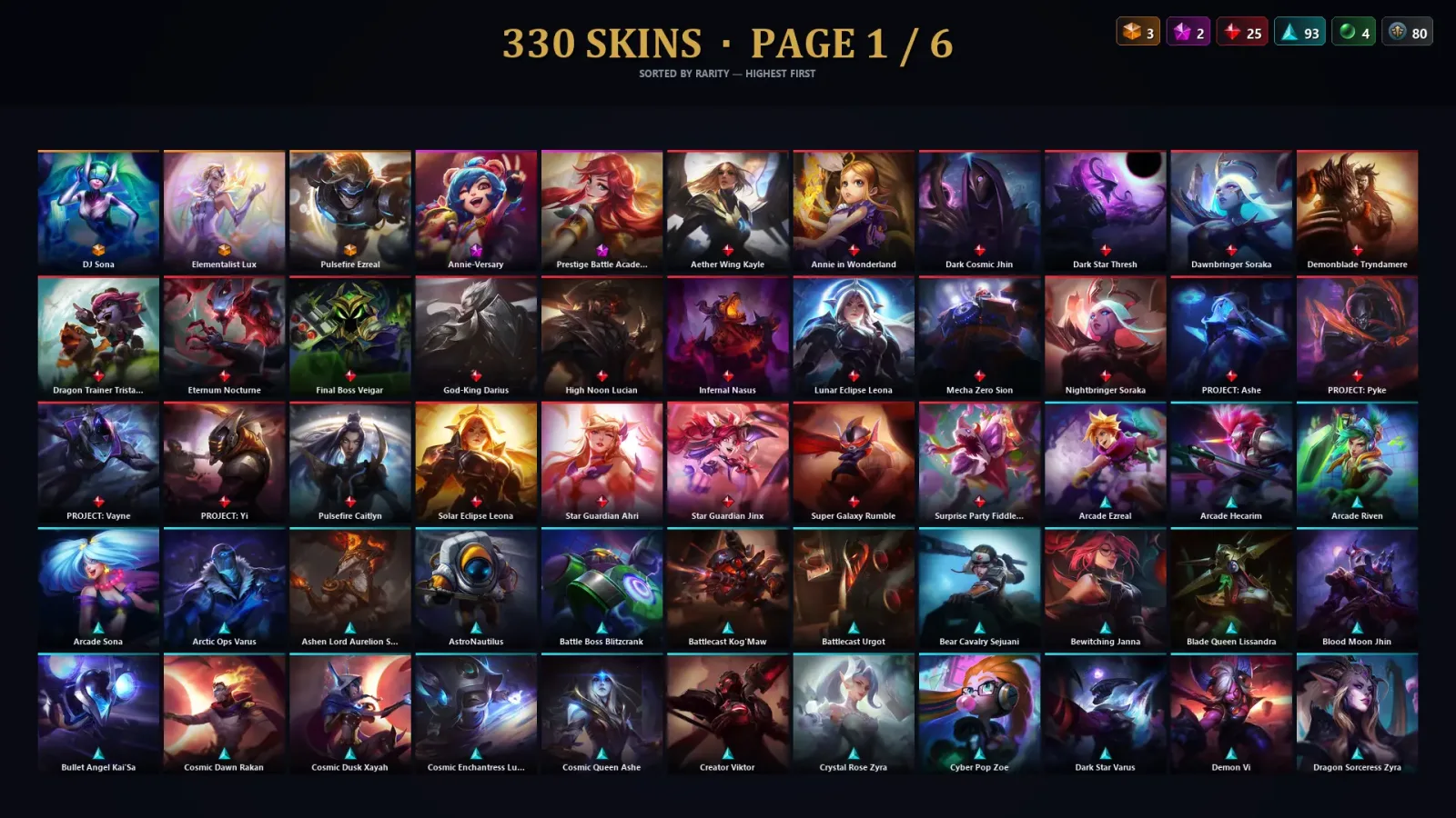 [LoL] | EUW | Level 315 | 170 Champions | 330 Skins | 127,800 BE — LoL account